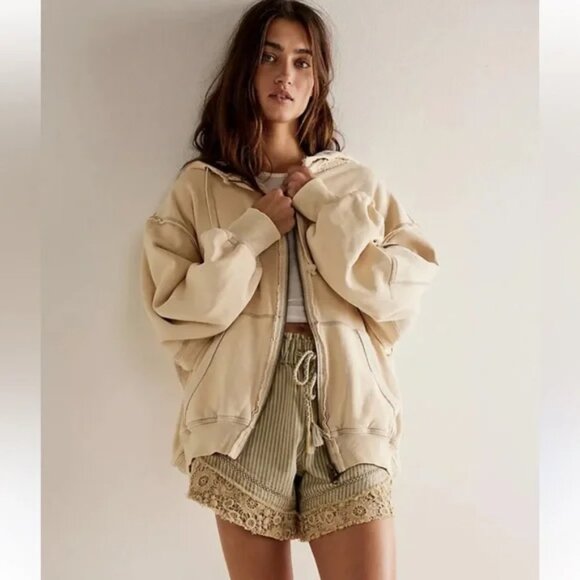 We The Free Tops - 072 Free People We The Free By Your Side Thermal Lined Zip Up Hoodie Sweatshirt